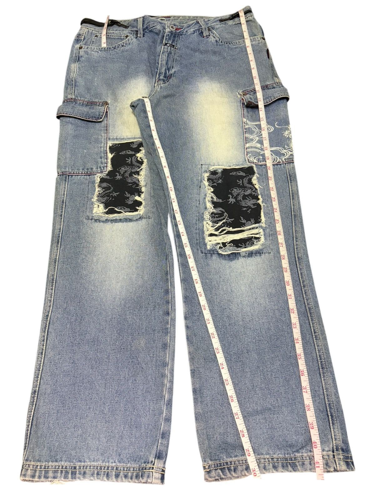 Marithe + Francois Girbaud Vintage Japanese Brand Karakuri Cargo Distress Baggy Jeans Size US 35 - 7 Thumbnail