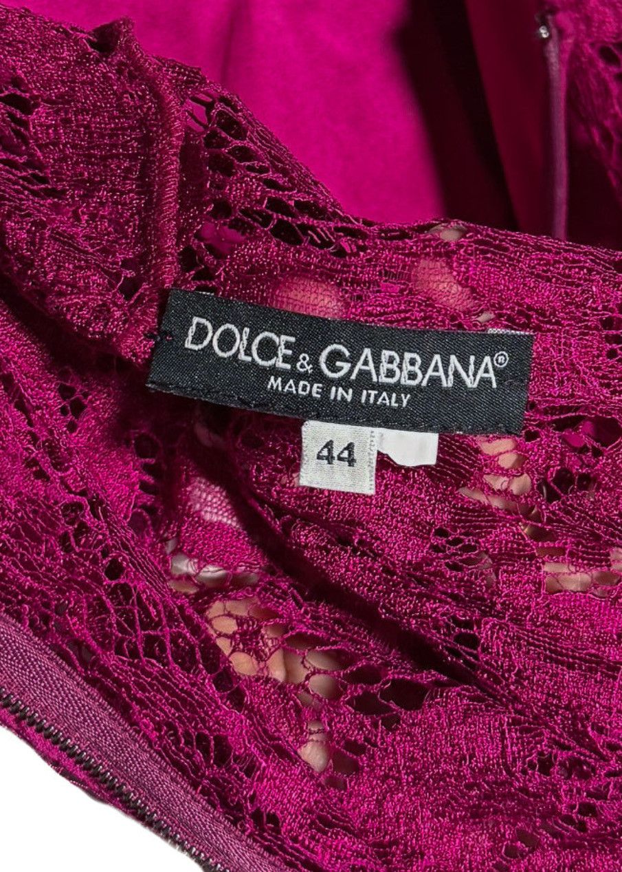 Dolce & Gabbana Dolce & Gabbana Magenta Lace Sleeveless Mini Dress Size L / US 10 / IT 46 - 4 Thumbnail