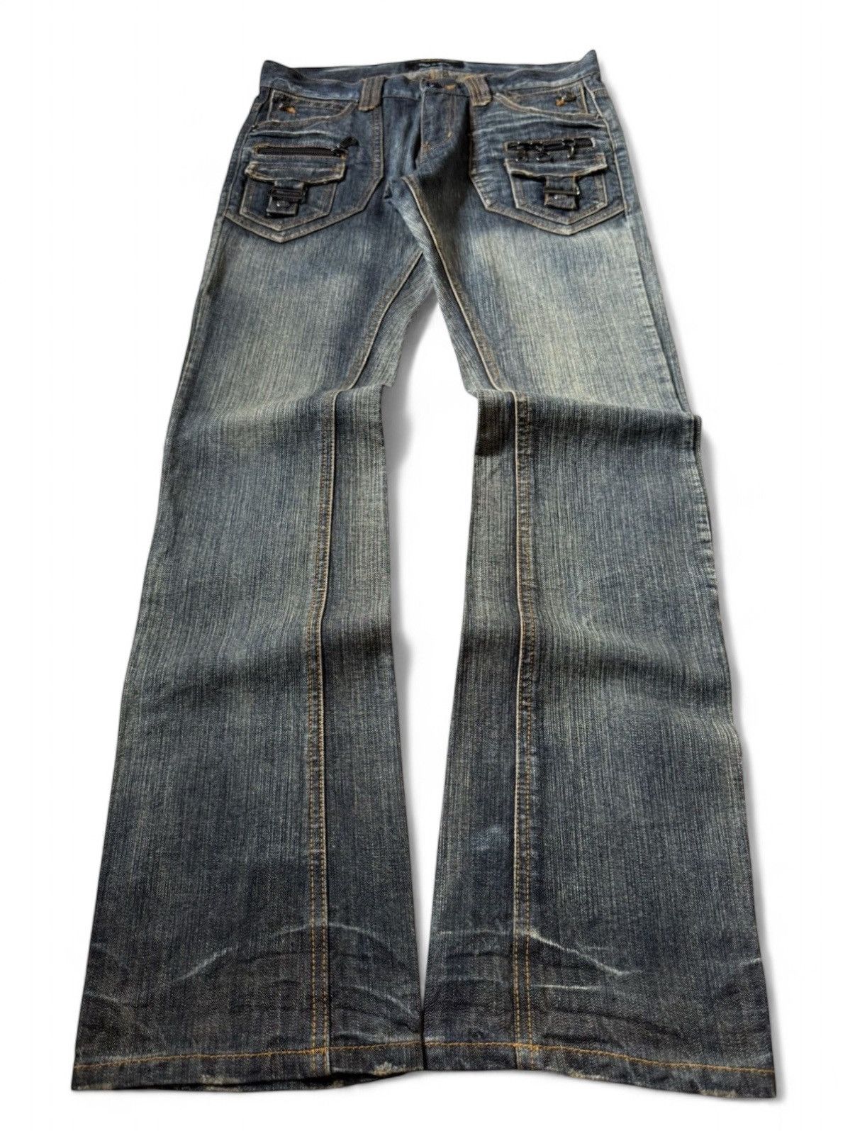 In The Attic In The Attic Japan Mud Earthy Wash Paneled Gun Pocket Jeans Size US 30 / EU 46 - 1 Thumbnail