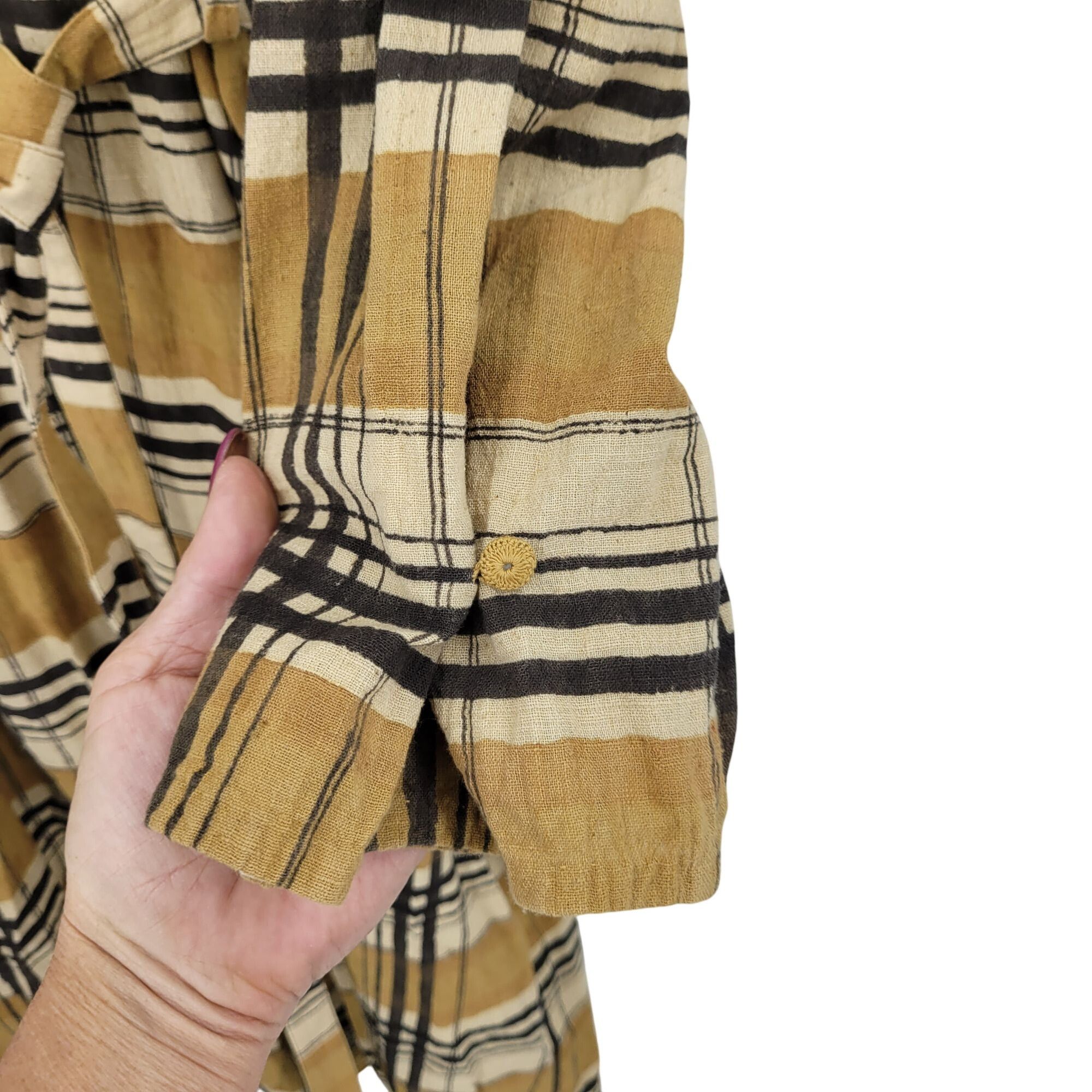 Designer Eleven Eleven Checkered Plaid Mustard Belted Midi Dress Sz M Size M / US 6-8 / IT 42-44 - 12 Thumbnail
