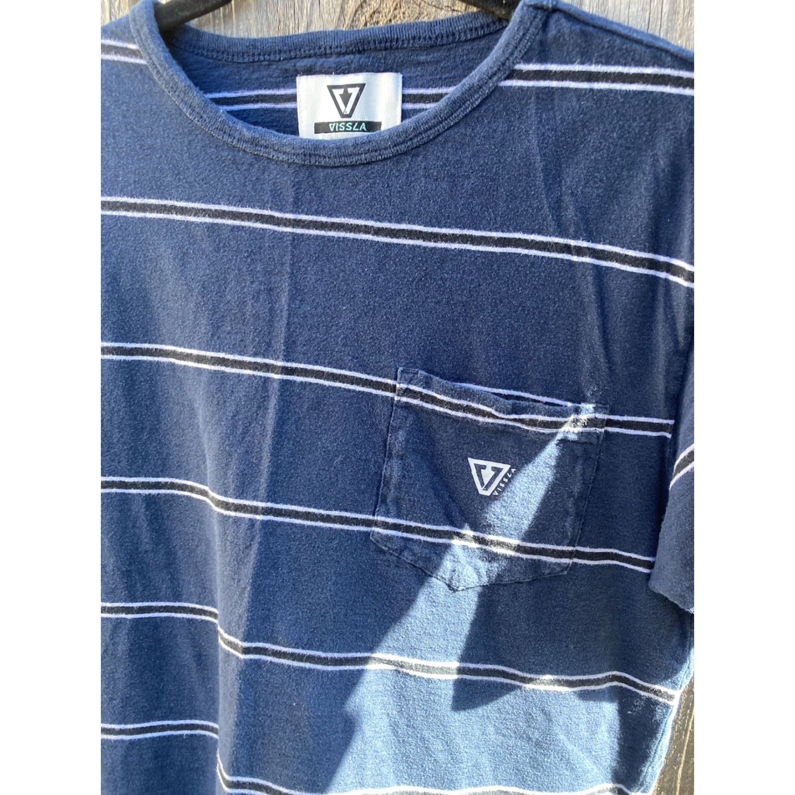Vissla VISSLA Shirt Mens Blue Striped Pocket T-Shirt Size US M / EU 48-50 / 2 - 4 Thumbnail