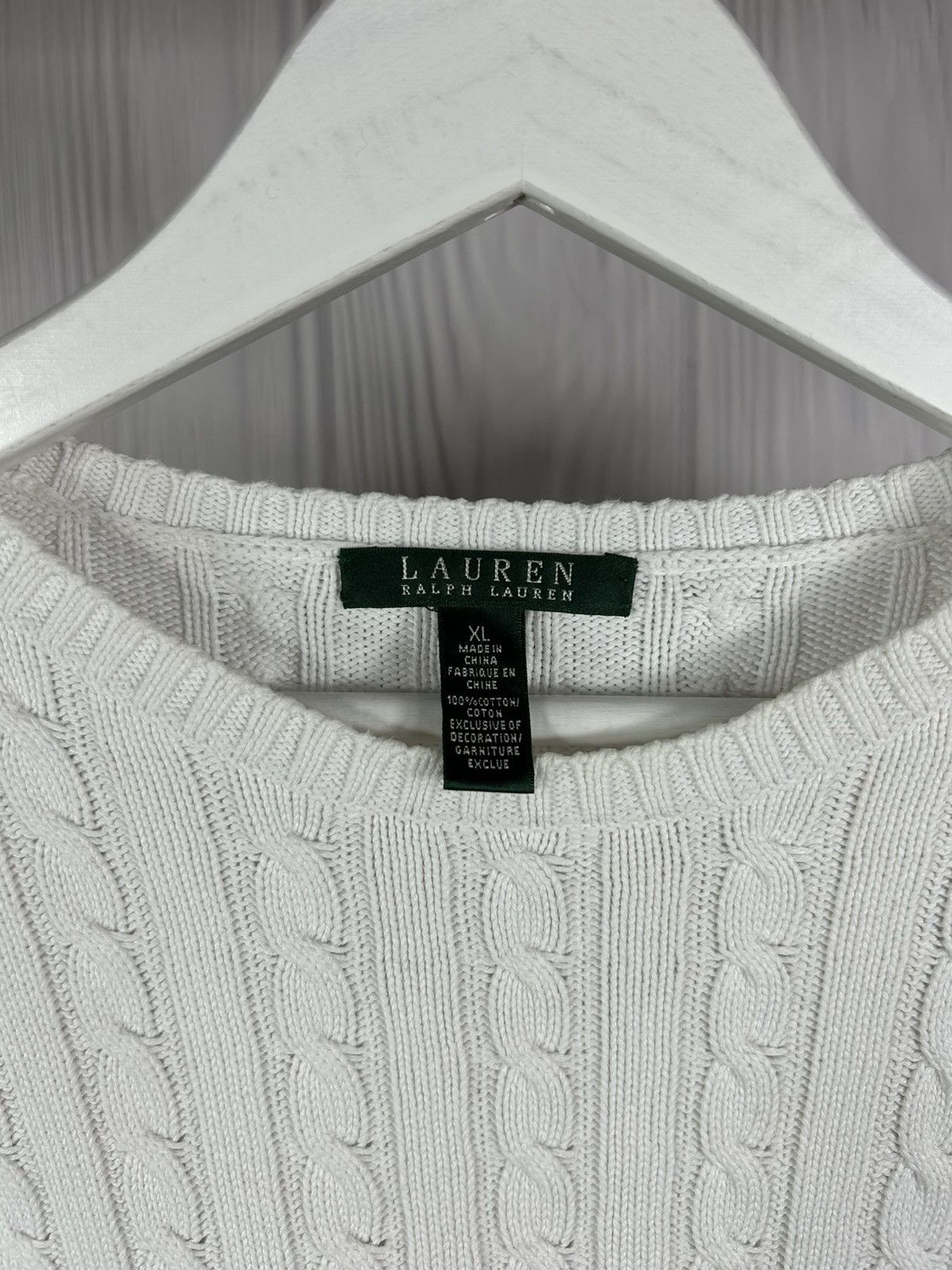 Lauren Ralph Lauren Lauren Ralph Lauren Cable Knit Hype White Sweater Size XL Size XL / US 12-14 / IT 48-50 - 7 Thumbnail