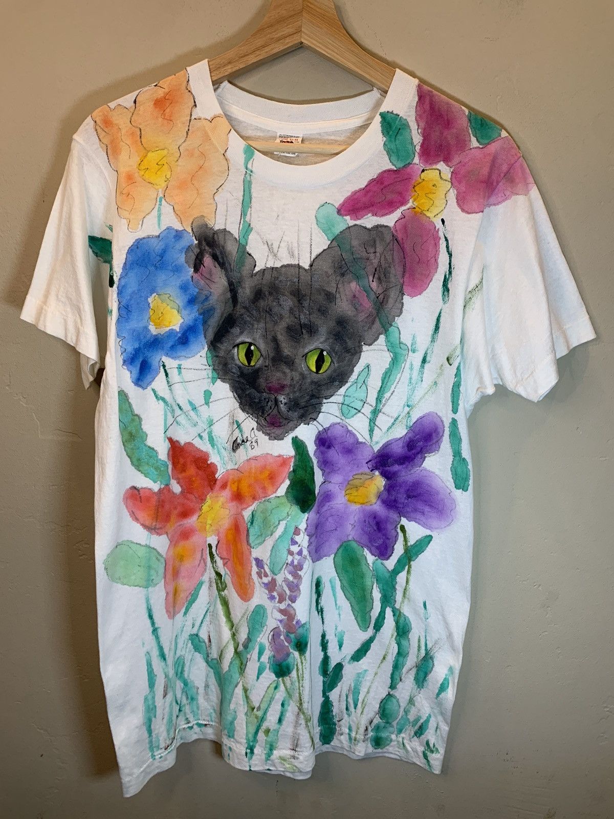 Vintage *RARE* Vintage 80’s Kitty Cat Garden 1/1 Single Stitch Shirt Size US L / EU 52-54 / 3 - 1 Thumbnail