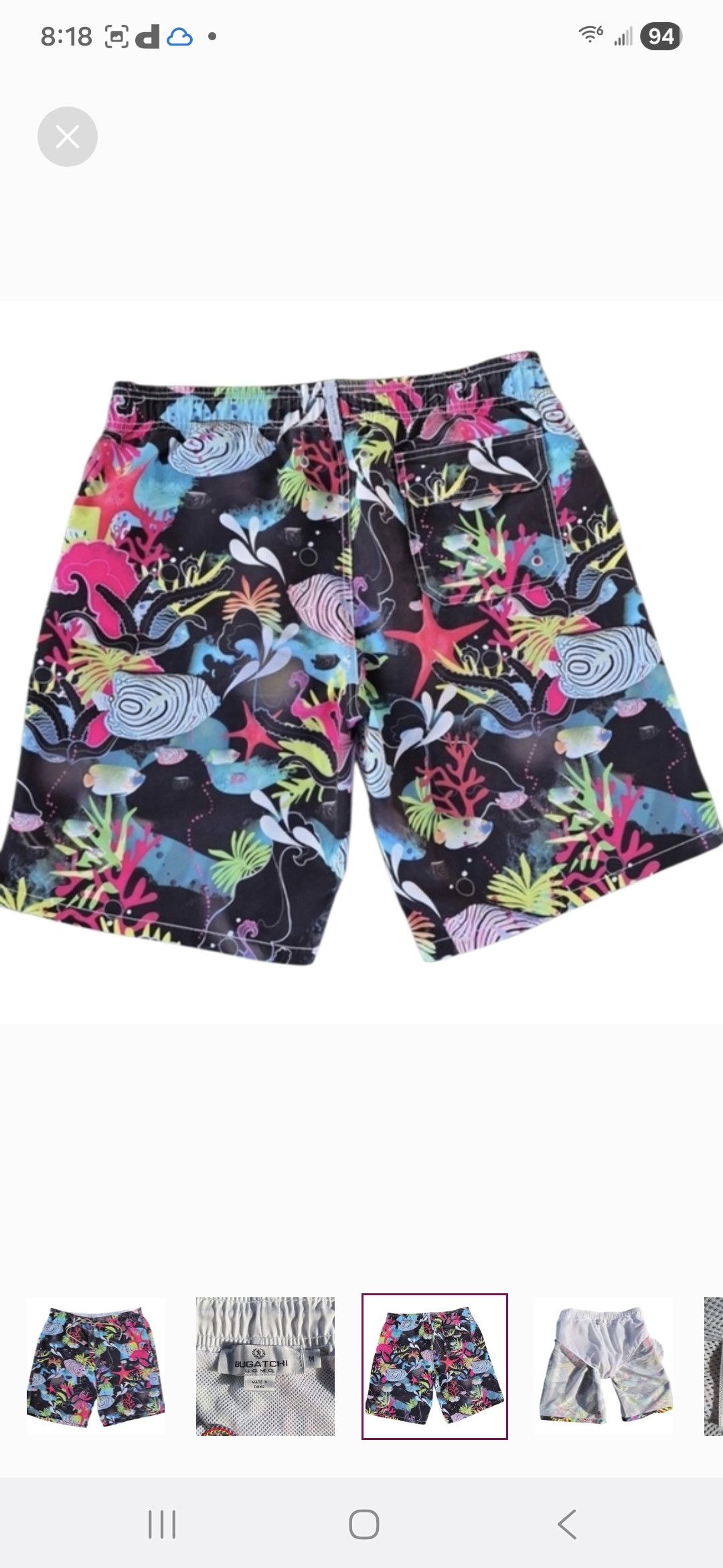 BUGATCHI Bugatchi Uomo Aquatic Print Swim Trunks. Size US 35 - 3 Thumbnail