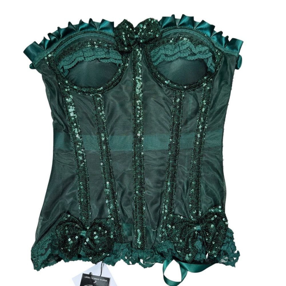 Other NWT New Top Drawer Steel Boned Green Sequin Underwire Busti Size XS / US 0-2 / IT 36-38 - 4 Thumbnail