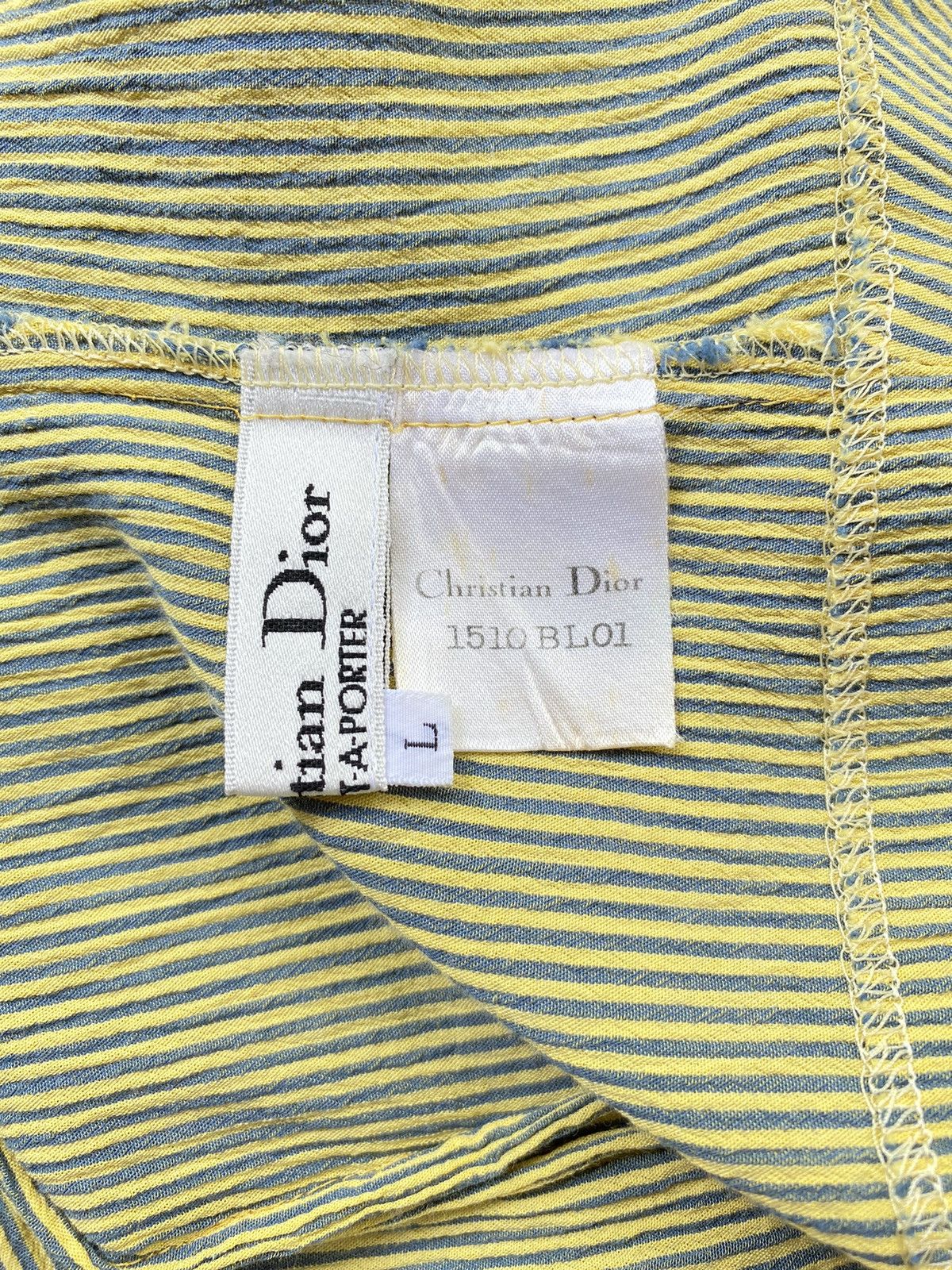 Christian Dior Monsieur Vintage Christian Dior CD Pinstripe Blouse Size L / US 10 / IT 46 - 5 Thumbnail