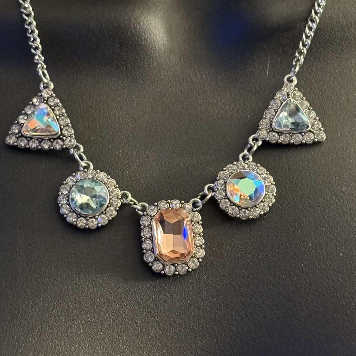 Other Silver geometric multicolor iridescent gemstone necklace Size ONE SIZE - 2 Thumbnail