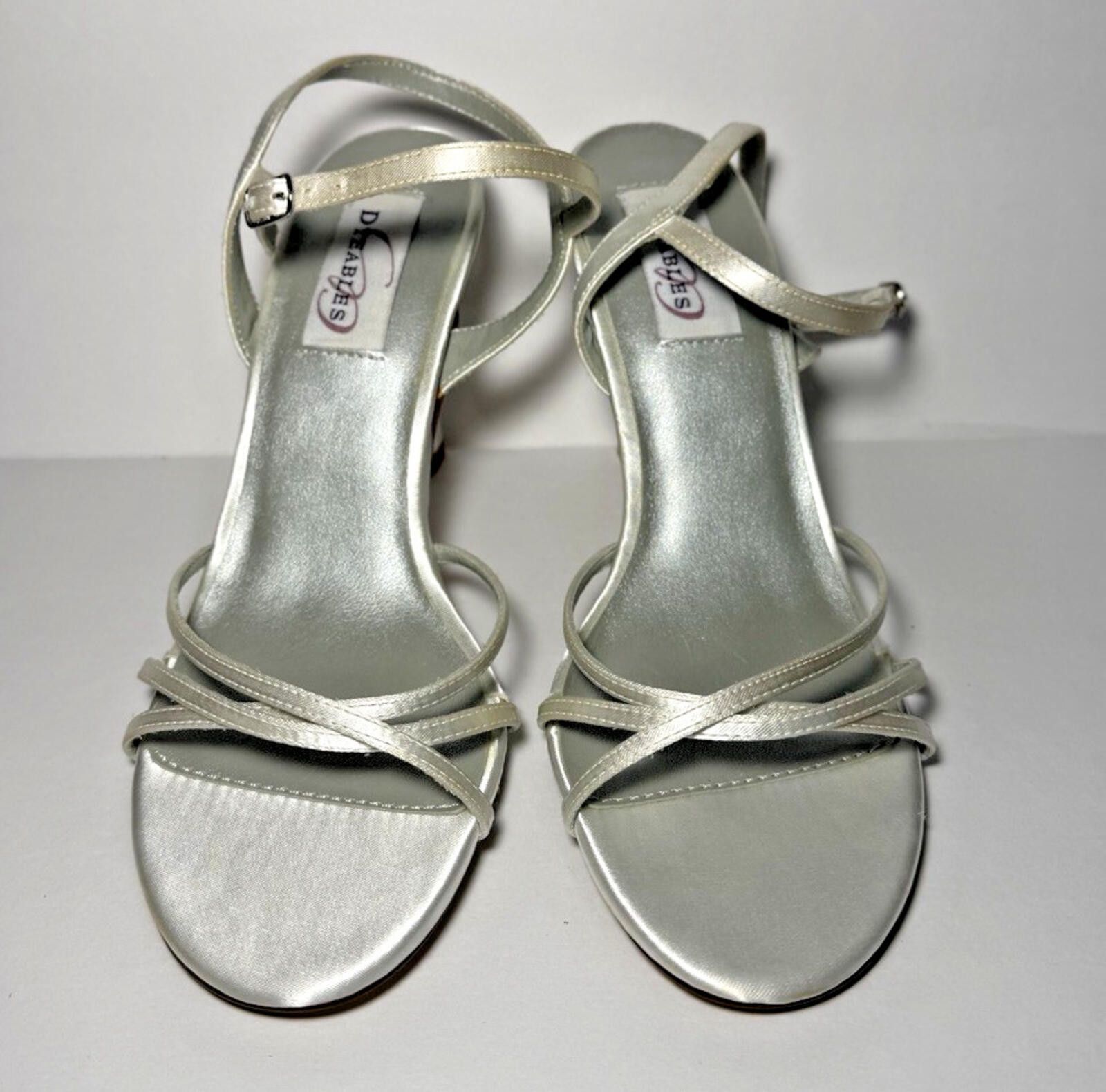 Other Dyeables Satin Buckle Slingback Fashion Sandals White Satin Size US 7.5 / IT 37.5 - 2 Thumbnail