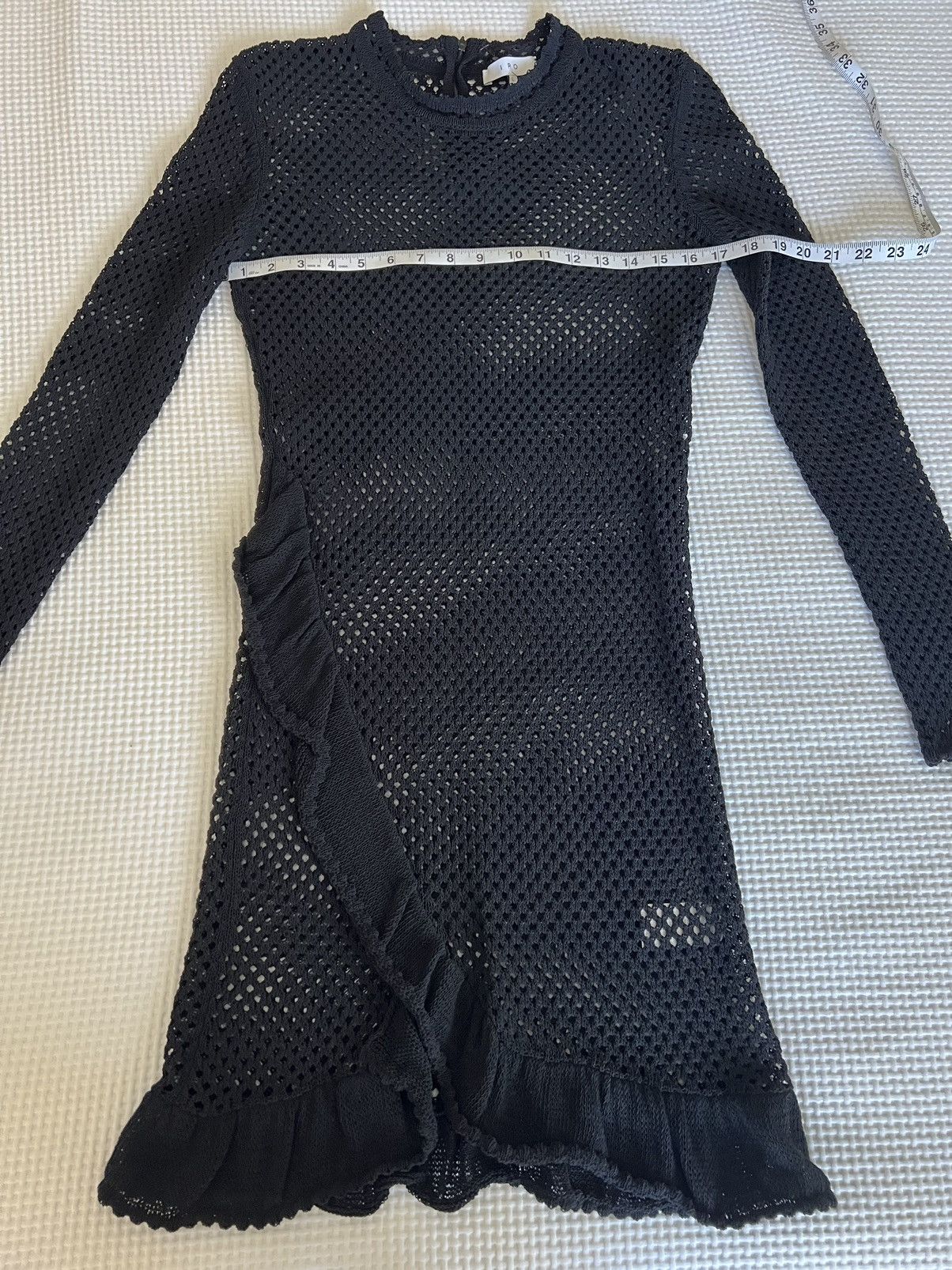 Iro IRO | Black Long-Sleeved Bodycon Mesh Open Knit Dress Size L / US 10 / IT 46 - 4 Thumbnail