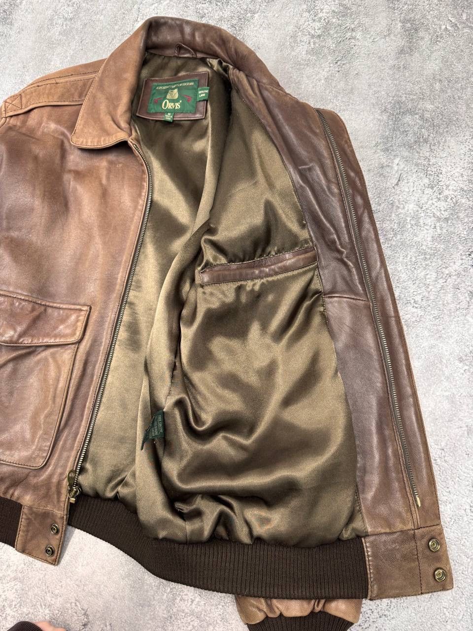 Orvis Orvis Men Vintage Leather Jacket Brown Bomber Genuine Size US M / EU 48-50 / 2 - 10 Thumbnail