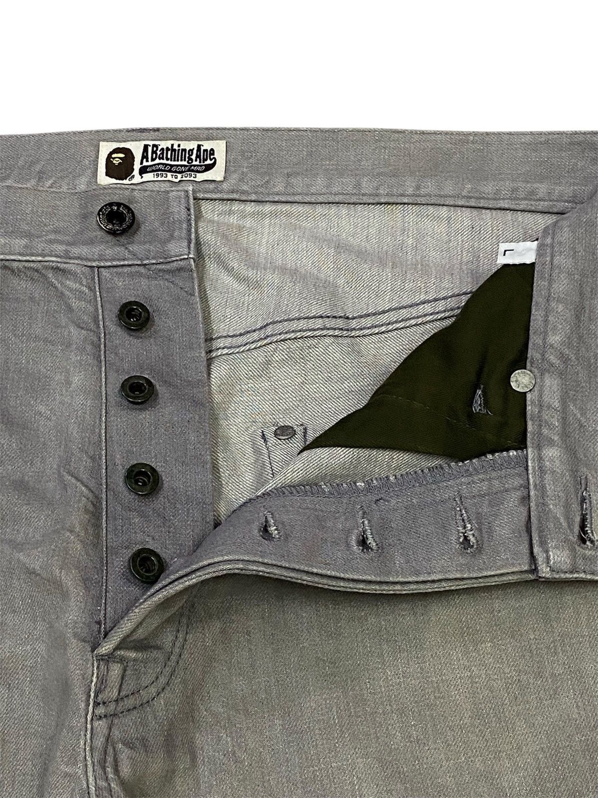 Bape A Bathing Ape Embroidered Logo Button Fly Denim Pants Size US 34 / EU 50 - 6 Thumbnail