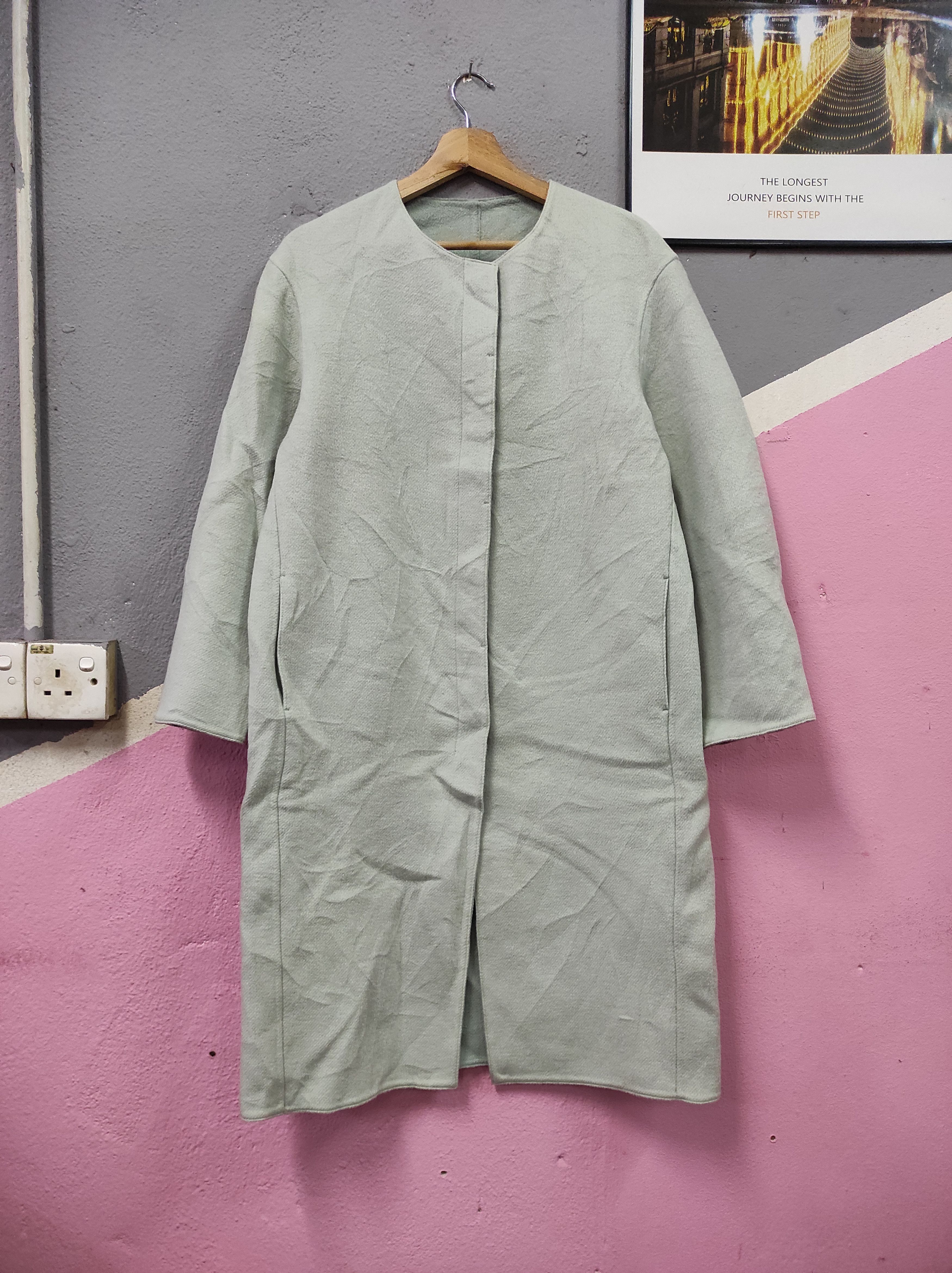 image of Uniqlo Wool Light Green Cardigan Overcoat Coat Long Jacket, Women's (Size Small)