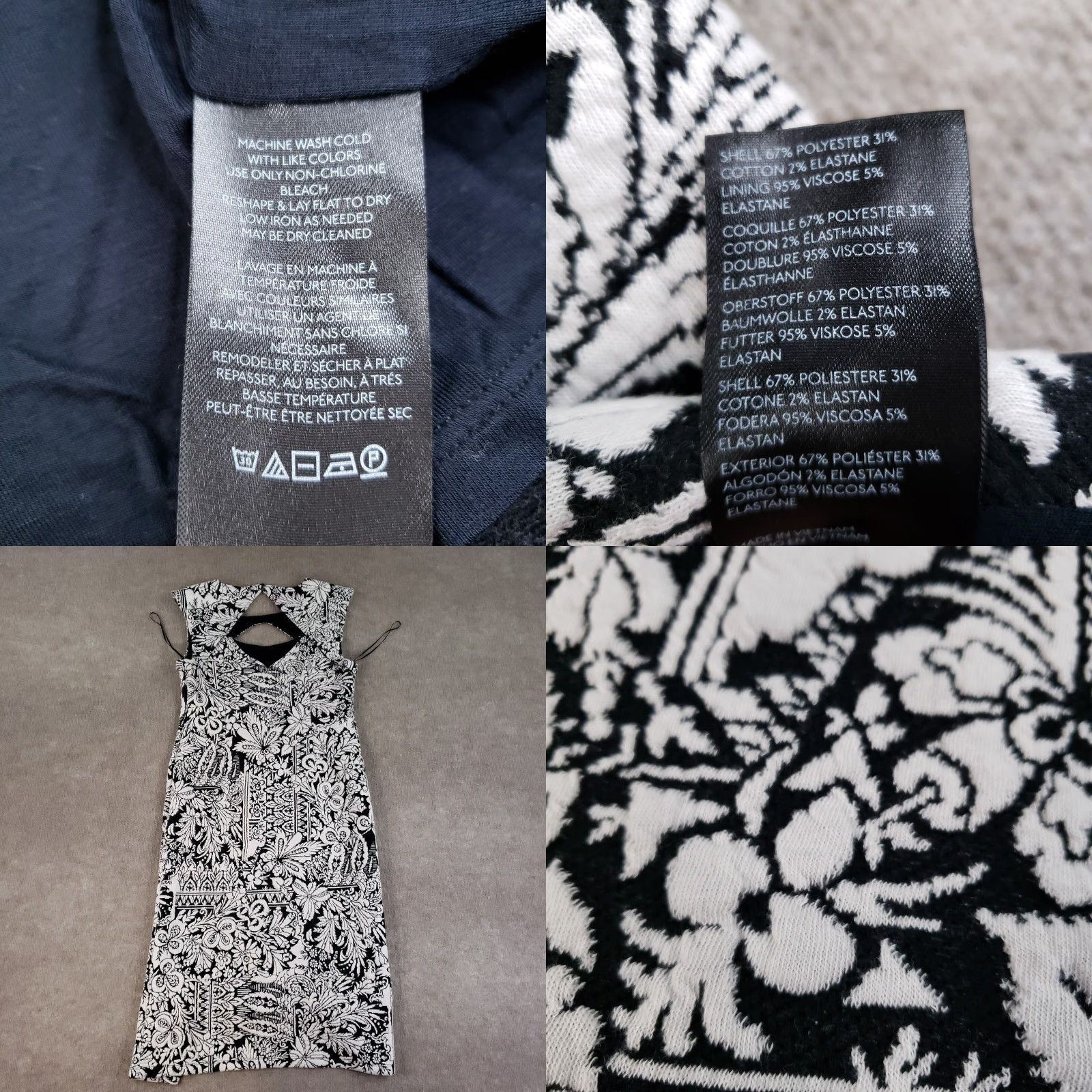 Anthropologie Anthropologie Dress Womens Large Black WhiteKeyhole Cut-Out Midi Jacquard Size L / US 10 / IT 46 - 8 Thumbnail