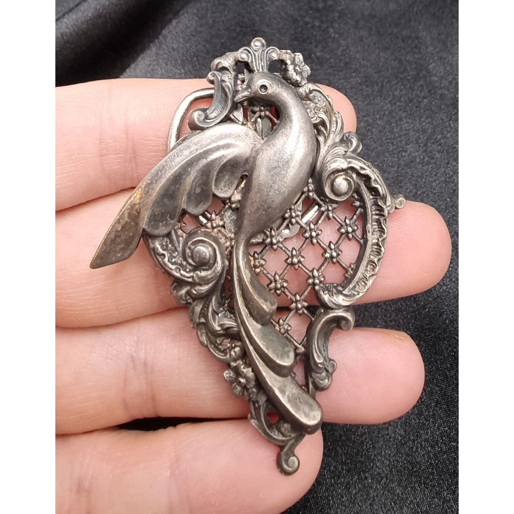 Vintage Antique 1920s-1930s Brevete S.G.D.G. Signed Silver-Tone Bird Size ONE SIZE - 4 Thumbnail