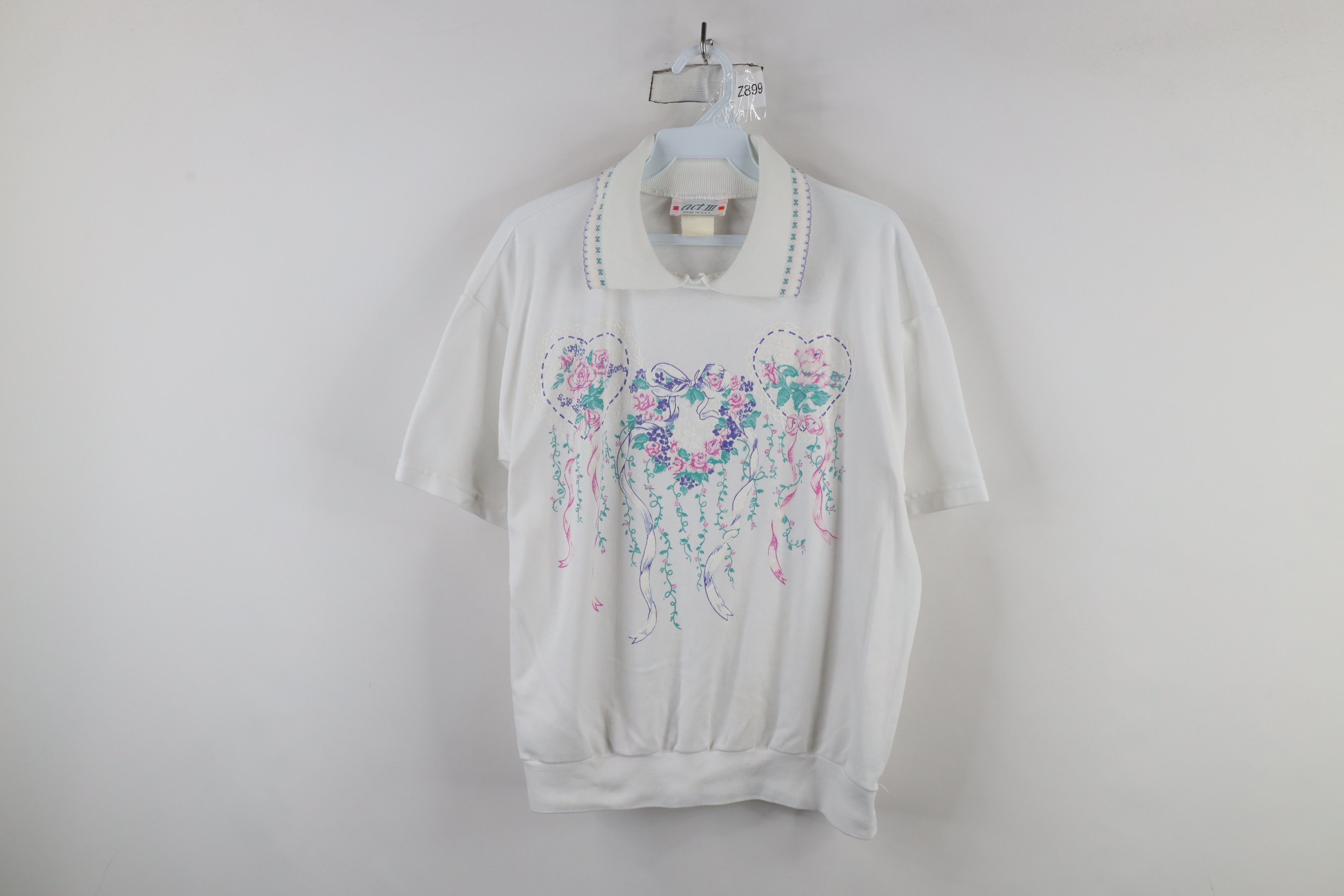 Vintage Vintage 90s Country Primitive Heart Collared Polo Shirt USA Size L / US 10 / IT 46 - 1 Thumbnail