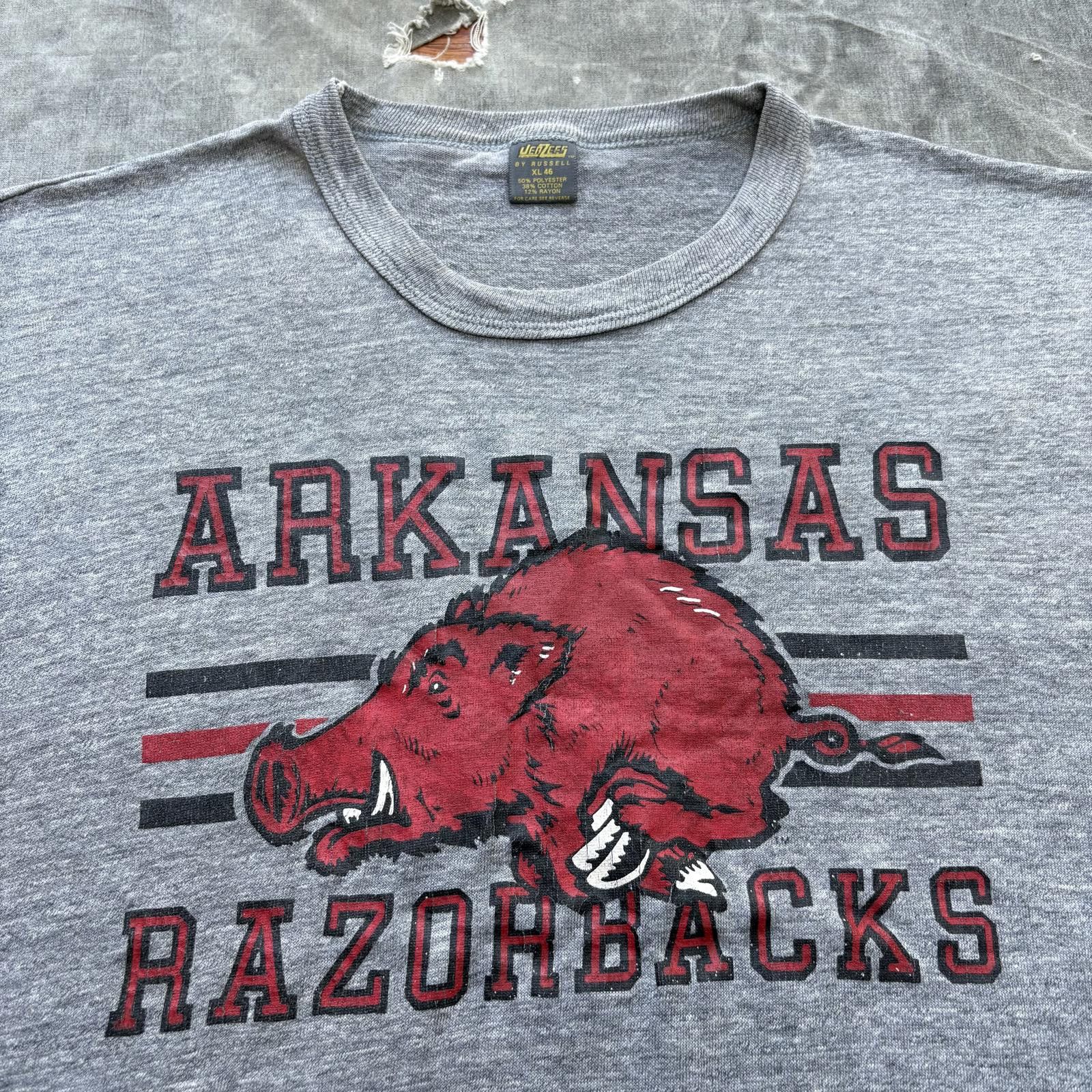 Jerzees Vintage 80s University Arkansas Razorbacks Sleeveless Shirt Size US L / EU 52-54 / 3 - 2 Thumbnail