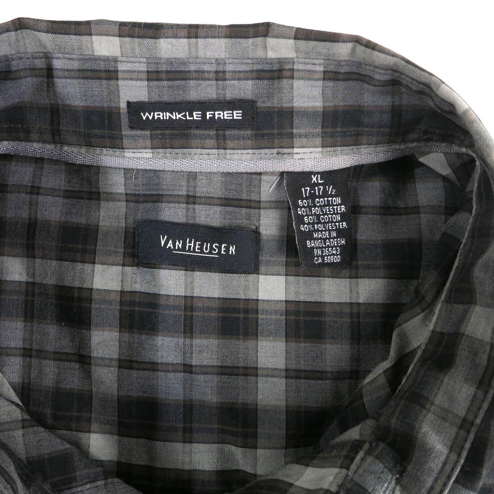 Van Heusen Van Heusen Wrinkle Free Black/Gray Plaid Button-Up Mens XL Size US XL / EU 56 / 4 - 2 Thumbnail