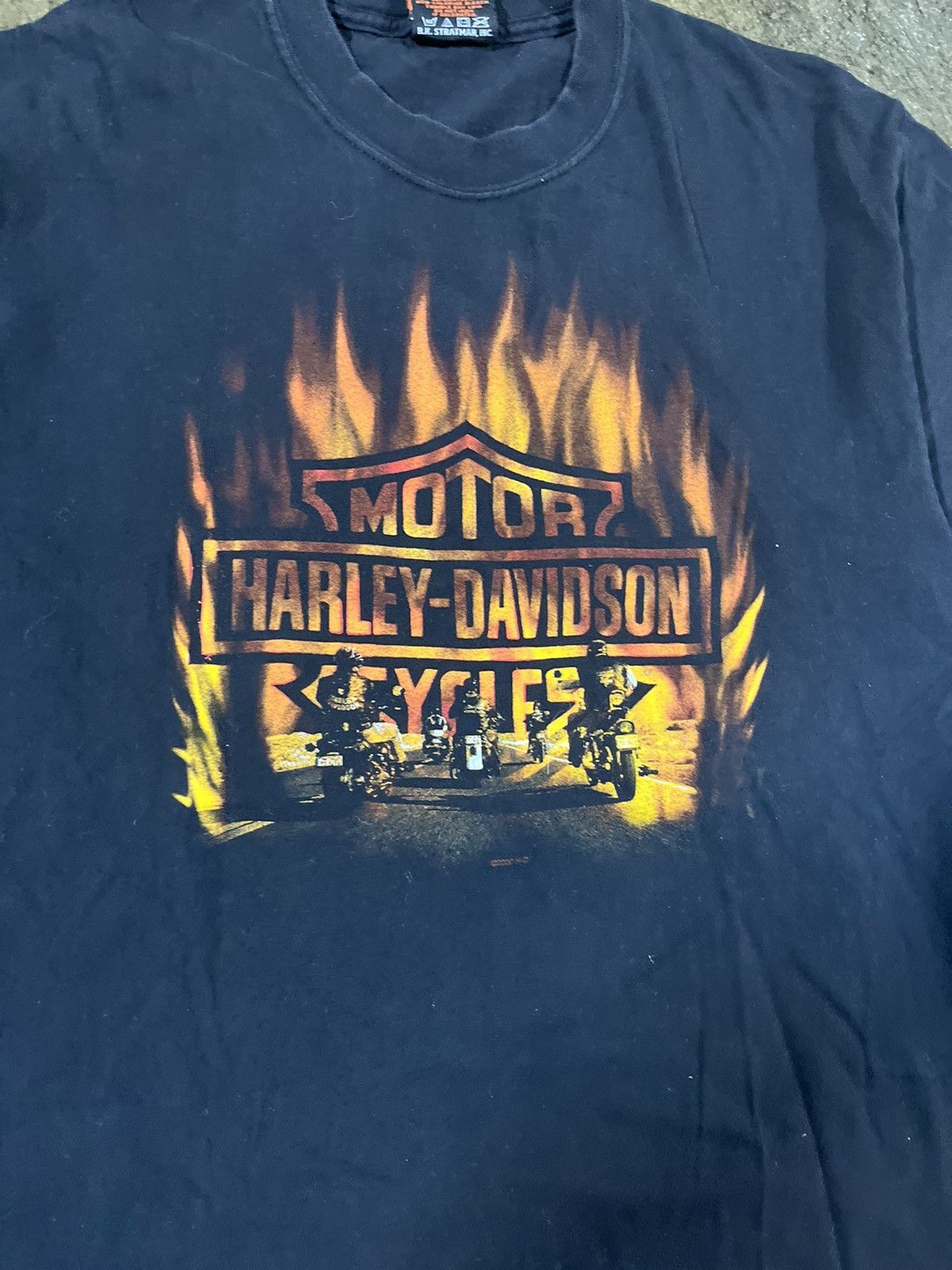 Harley Davidson × Vintage Crazy Vintage Y2K Harley Davidson Flames Biker Logo Tee Size US S / EU 44-46 / 1 - 4 Thumbnail
