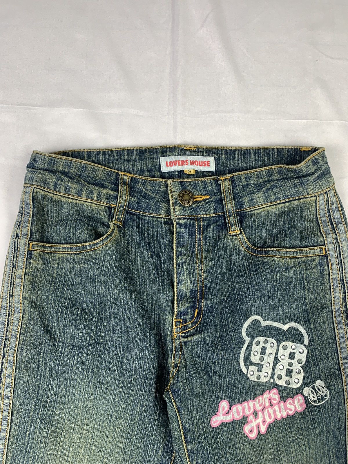 Angel Blue y2k Lovers House Japan Washed Flared Cute Icon Jeans Pants Size 24" / US 00 / IT 34 - 6 Thumbnail