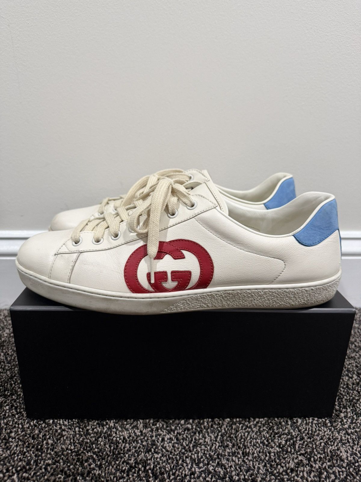 Gucci Gucci Ace Interlocking GG Red Logo / White Lowtop Sneakers Size US 10 / EU 43 - 2 Thumbnail