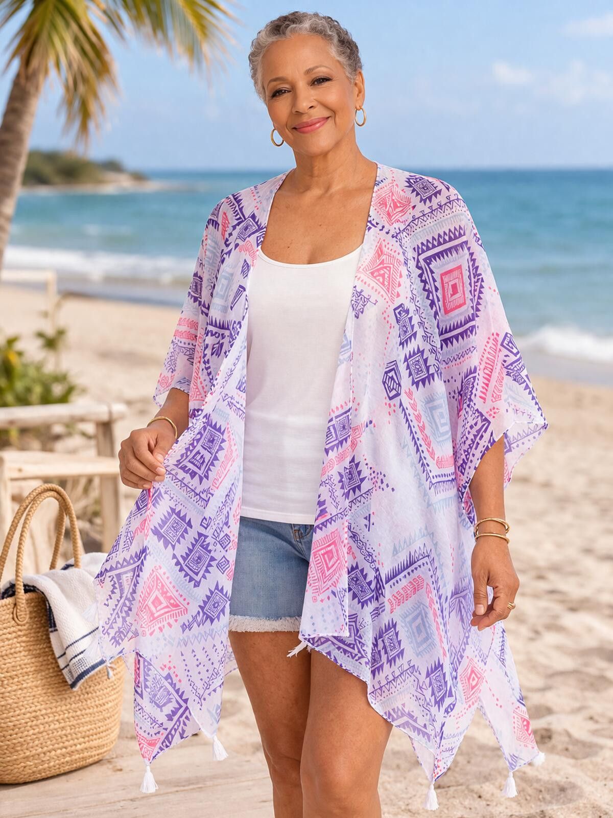 Other 2 Style Five Below Boho Print Kimono Cardigans Swim Cover Up Size ONE SIZE - 11 Thumbnail