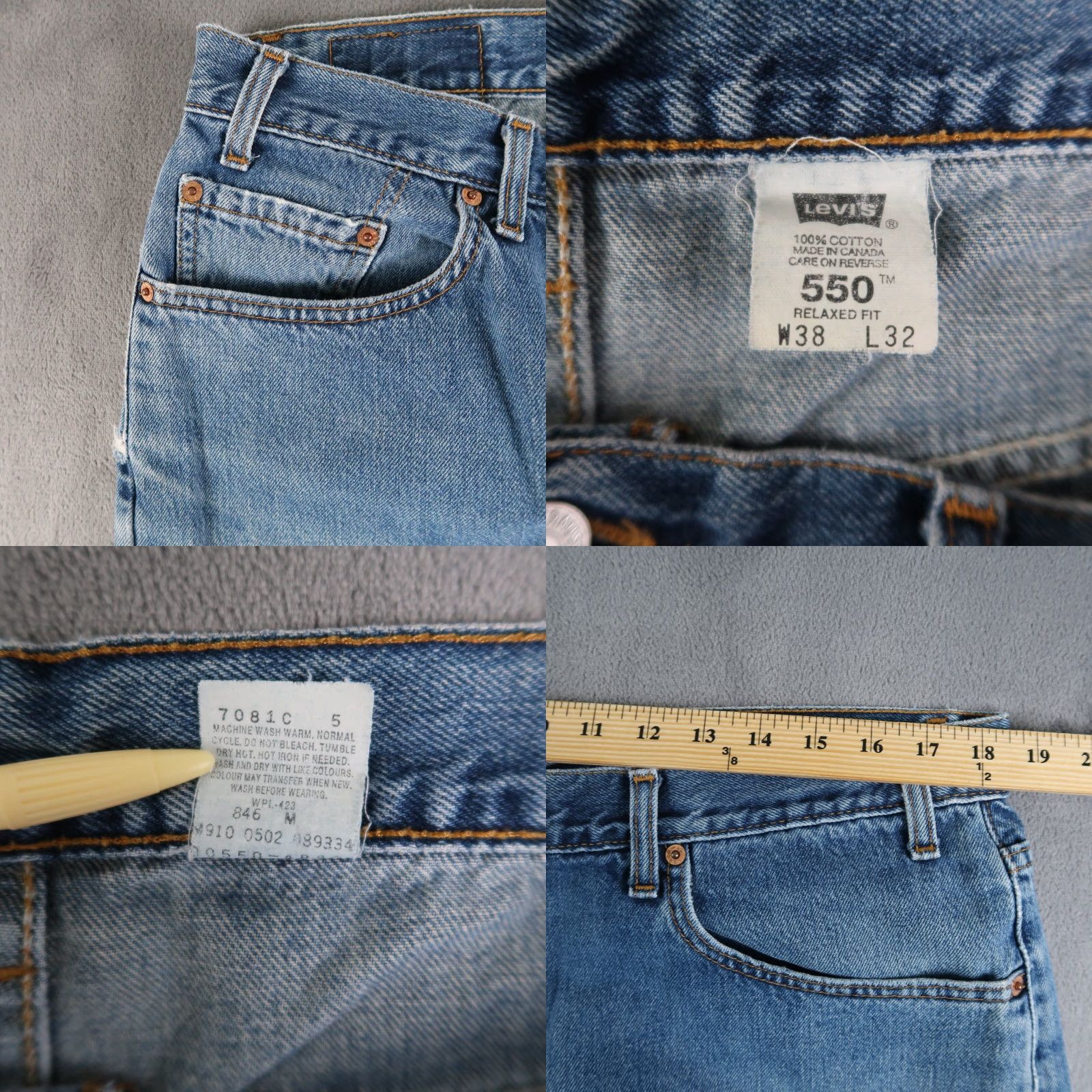 Levi's VINTAGE Levi's 550 Jeans Men 38x32 Denim Blue 90s Relaxed Fit 5-Pocket Canada Mens Size US 38 / EU 54 - 8 Thumbnail