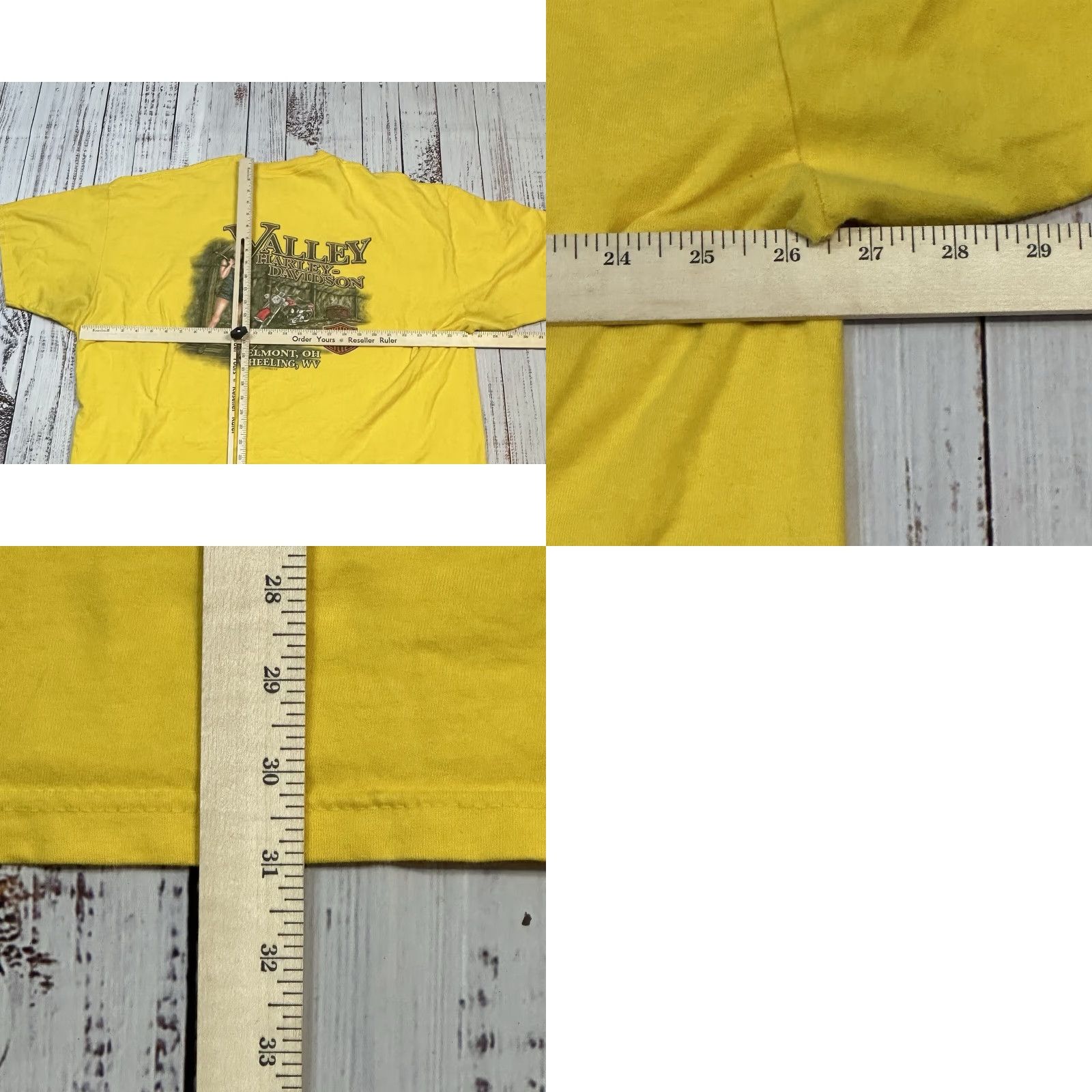 Harley Davidson Harley-Davidson American Legend Tee Shirt Mens 3XL Yellow Pinup Girl in Mines with Pick Ax USA Made 2008 Size US XXL / EU 58 / 5 - 8 Thumbnail