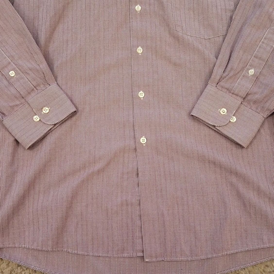Van Heusen Van Heusen Shirt Mens Size 16 Purple Plaid Long Sleeve Button Up Cotton Blend - Vintage - Size US L / EU 52-54 / 3 - 3 Thumbnail
