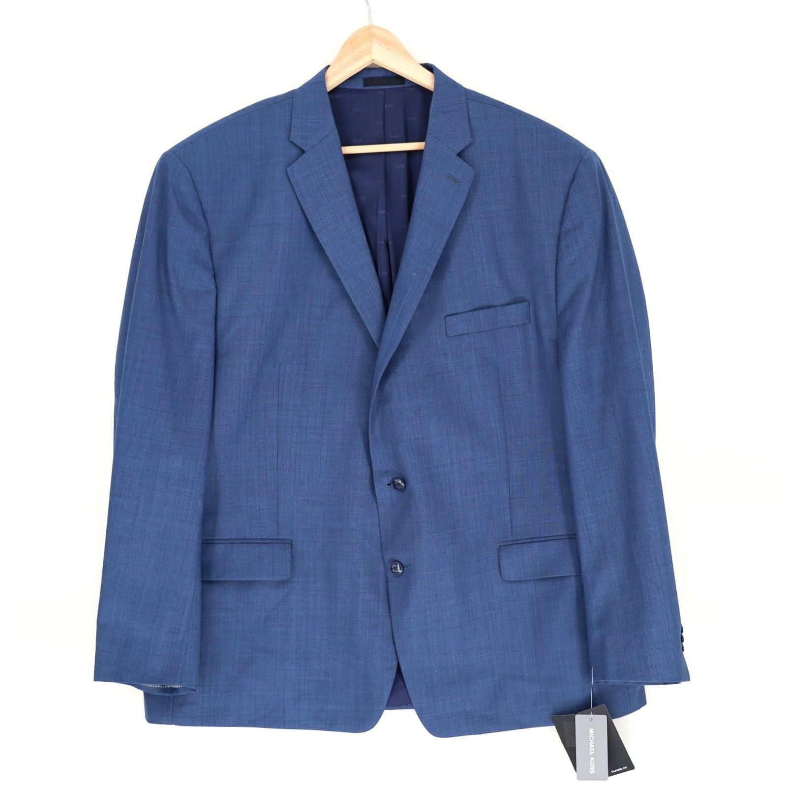 Michael Kors Michael Kors Men's Light Blue Wool-Blend Suit Blazer 54R Size 54R - 5 Thumbnail
