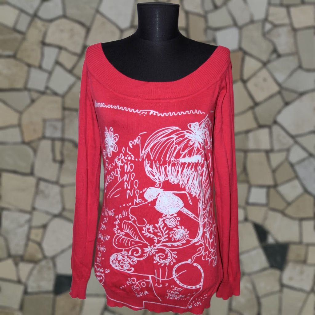 Desigual Desigual womens red cotton jumper pullover Size XL Size XL / US 12-14 / IT 48-50 - 1 Thumbnail