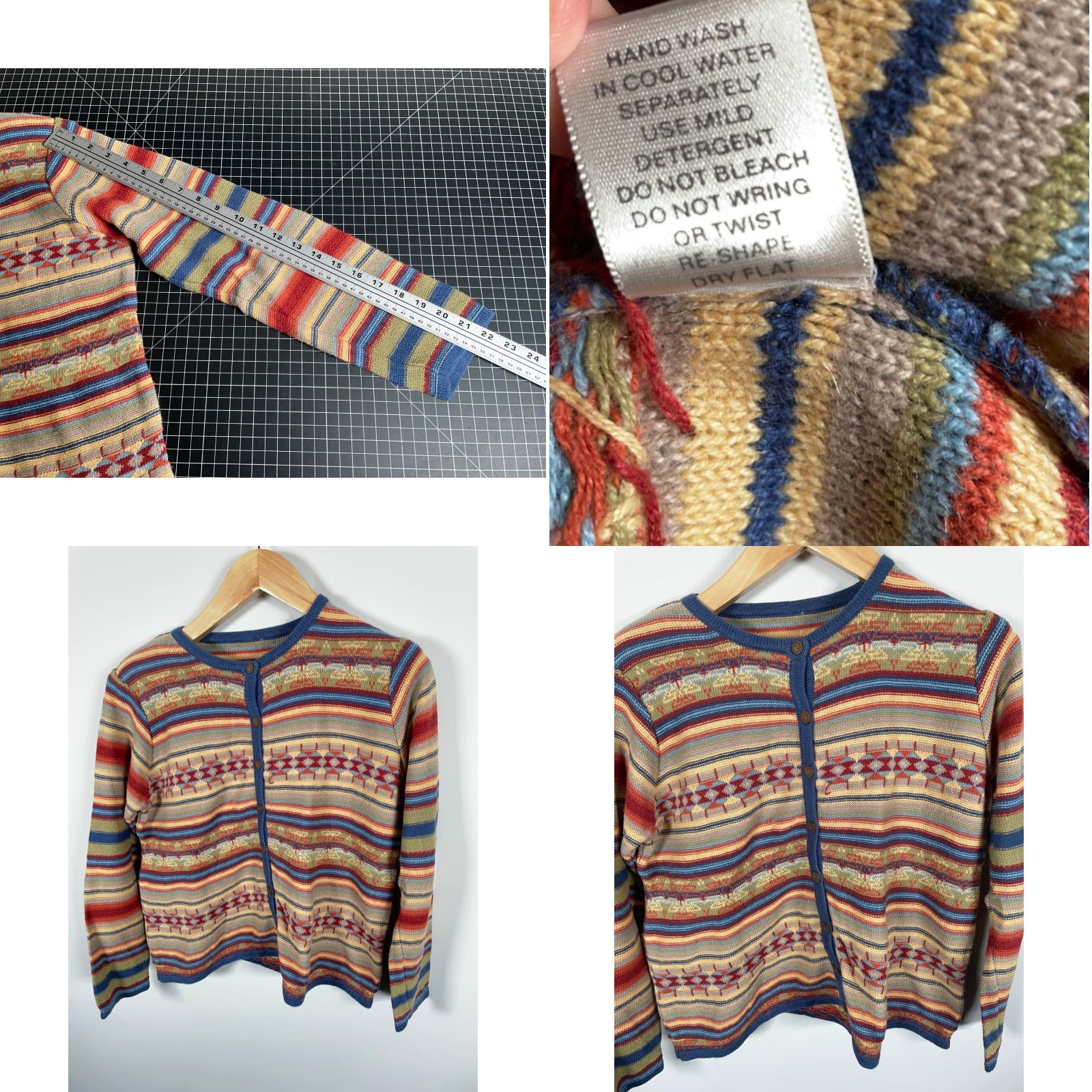 Vintage VINTAGE Aztec Pattern Cardigan Sweater Women's Medium Southwestern Cotton Ramie Knit VTG Size M / US 6-8 / IT 42-44 - 8 Thumbnail