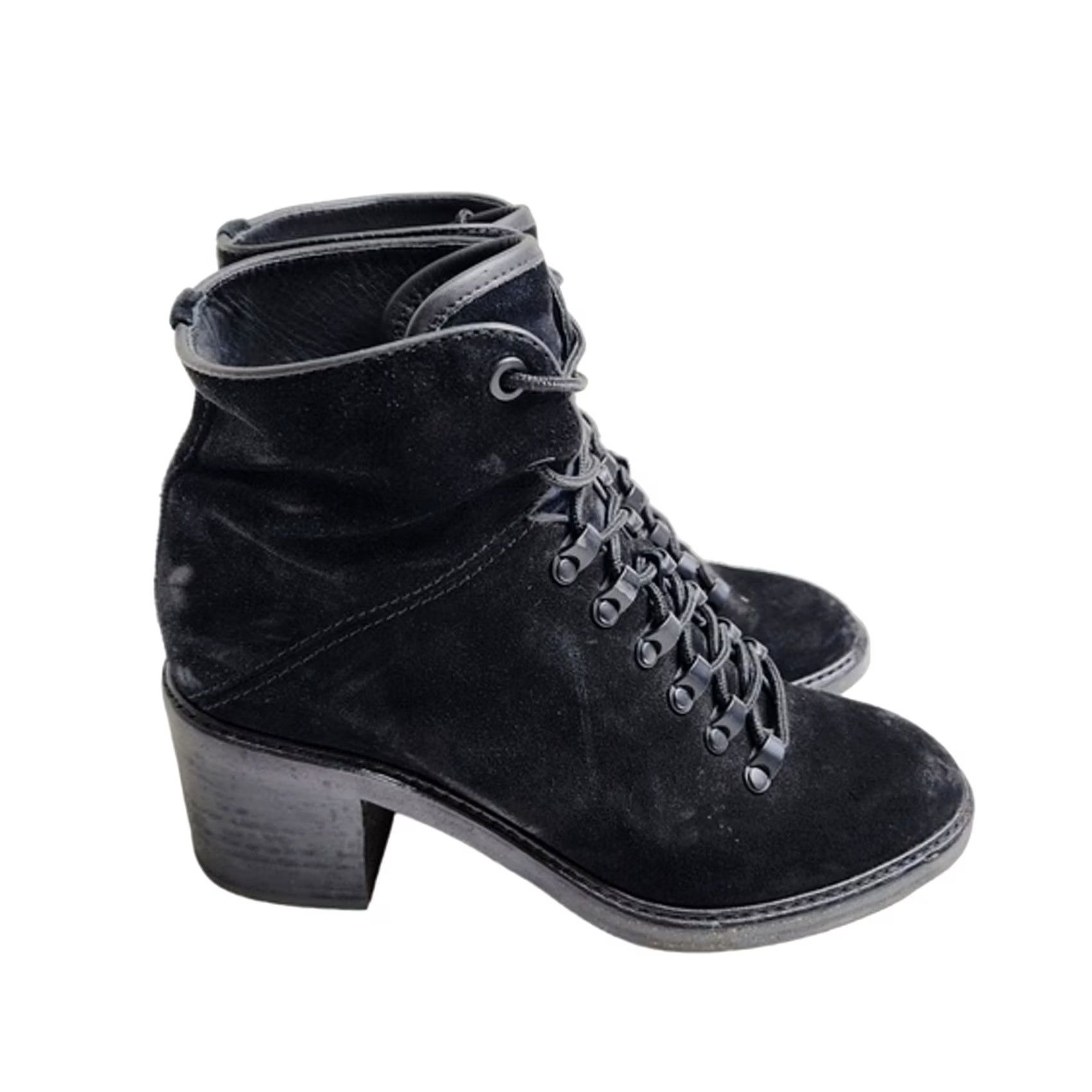 Vince VINTAGE VINCE Falco Boot Black Suede Hiking Combat Military Heel Size 7 Womens Size US 7 / IT 37 - 2 Thumbnail