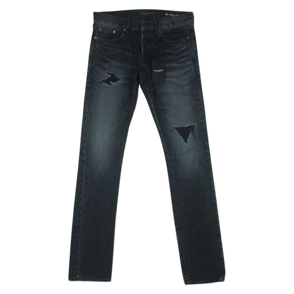 image of Saint Laurent Paris Destroyed Crush Damage Denim Pants, Men's (Size 30)