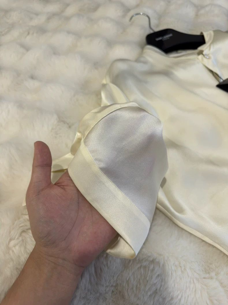 Saint Laurent Paris Saint Laurent Paris Platinum Ribbon Silk Shirt 2505-Nextarr Size US XXS / EU 40 - 7 Thumbnail