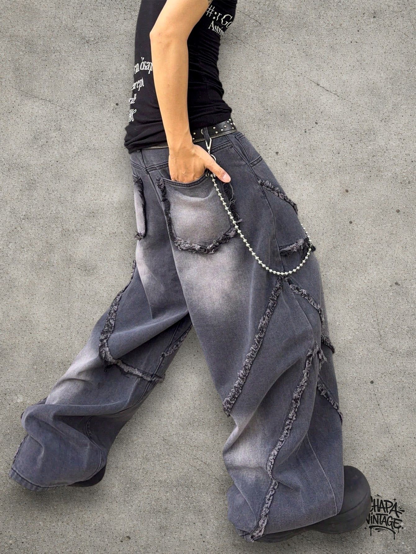 Japanese Brand Distressed washed gray jeans Size US 32 / EU 48 - 2 Thumbnail