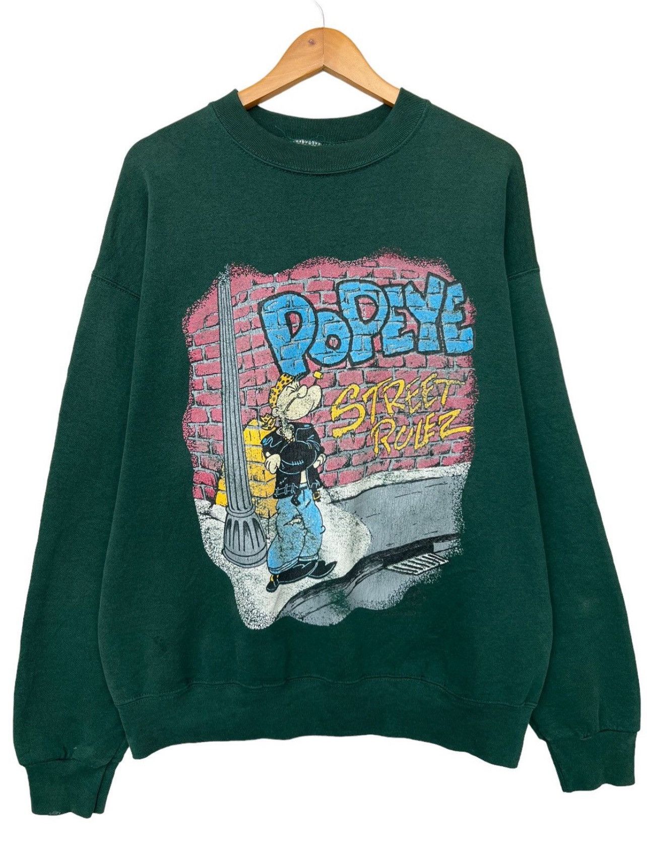 Cartoon Network × Vintage Vintage 90s Popeye Sweater Popeye Crewneck Popeye Sweatshirt Size US XL / EU 56 / 4 - 1 Thumbnail