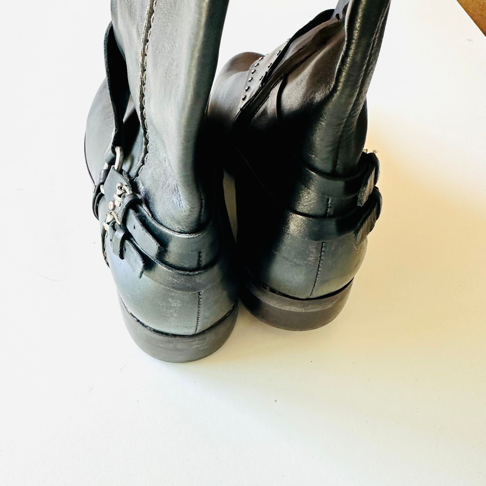 Geox GEOX Repspira Dark Brown Black Leather Studded Riding Boots Size US 9 / IT 39 - 6 Thumbnail