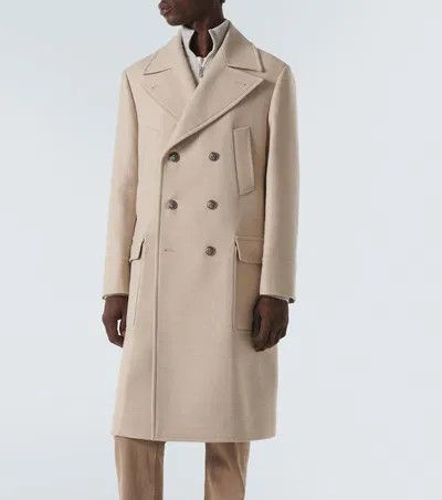 Brunello Cucinelli o1w1db10326 Double Breasted Wool Coat in Beige Size US L / EU 52-54 / 3 - 2 Thumbnail