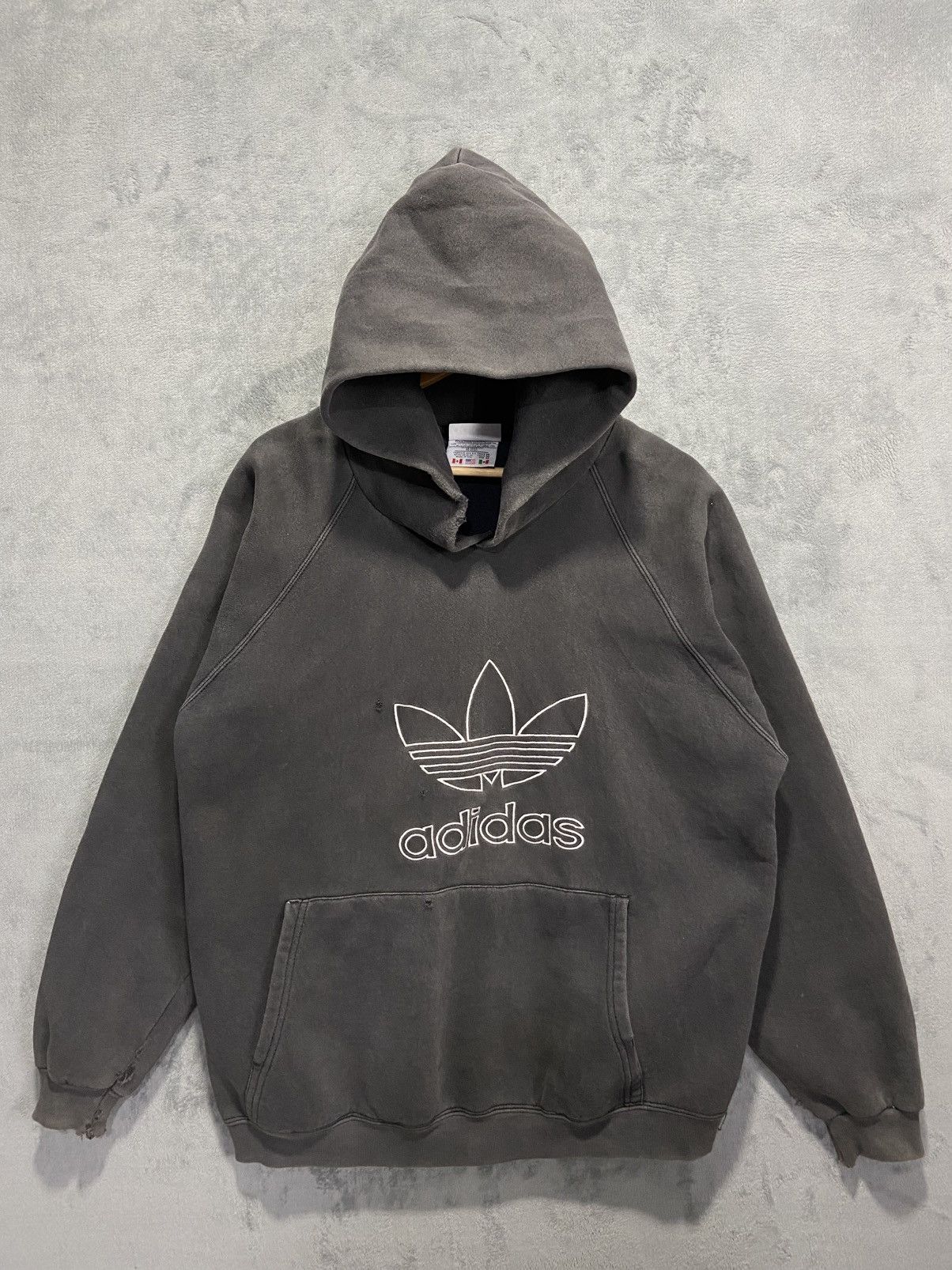 Adidas Vintage 90s Adidas Distressed Sunfaded Baggy Hoodie Size US M / EU 48-50 / 2 - 1 Thumbnail