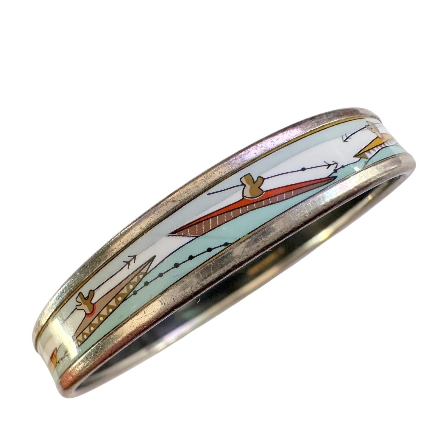 Hermes HERMES Enamel Printed Narrow Canoe Pattern Bracelet Size ONE SIZE - 10 Thumbnail