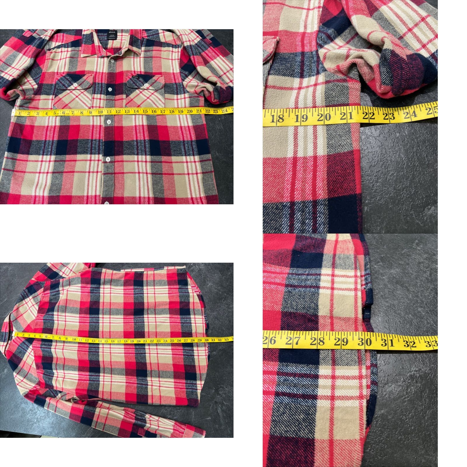 RVCA VINTAGE RVCA Shirt Mens Large Casual Flannel Button-Up Long Sleeve Plaid Cotton Fall Winter Men Size US L / EU 52-54 / 3 - 8 Thumbnail