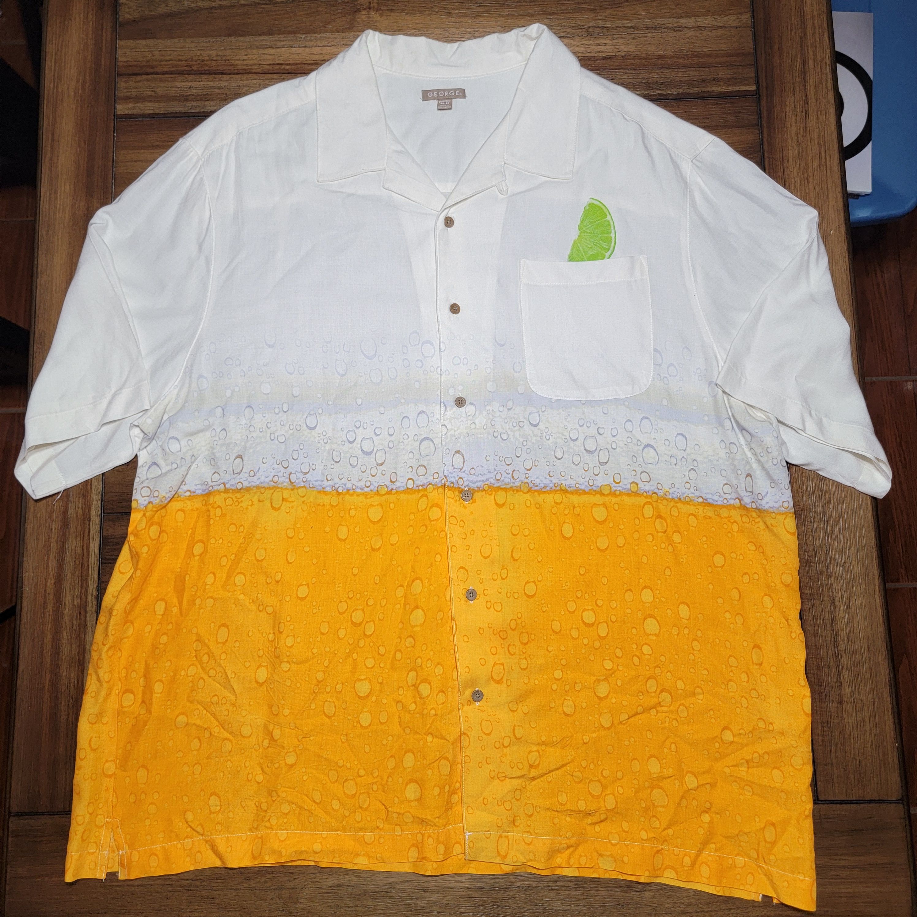 George George SS Full Button "Beer" Shirt Lime Pocket - 2XL (50-52) Size US XXL / EU 58 / 5 - 1 Thumbnail