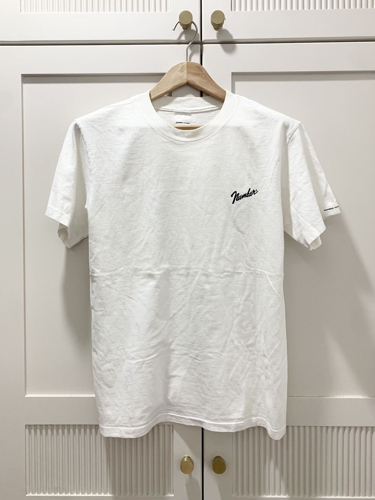 image of Number N Ine Number (N)Ine Plain Designer Shirt in White, Men's (Size Large)