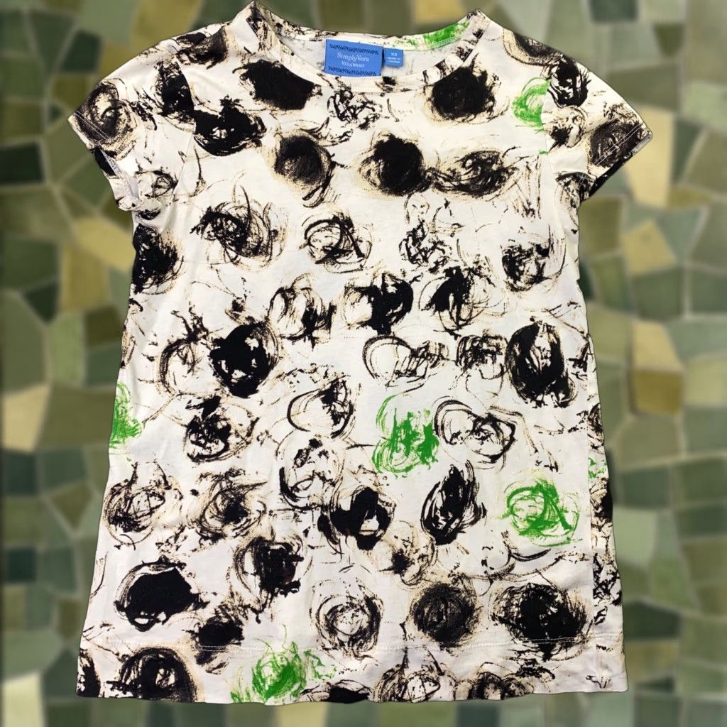 Vintage Simply Vera Womens Shirt Top Abstract Art Beige Round Neck Cap Sleeve XS Size XS / US 0-2 / IT 36-38 - 1 Thumbnail