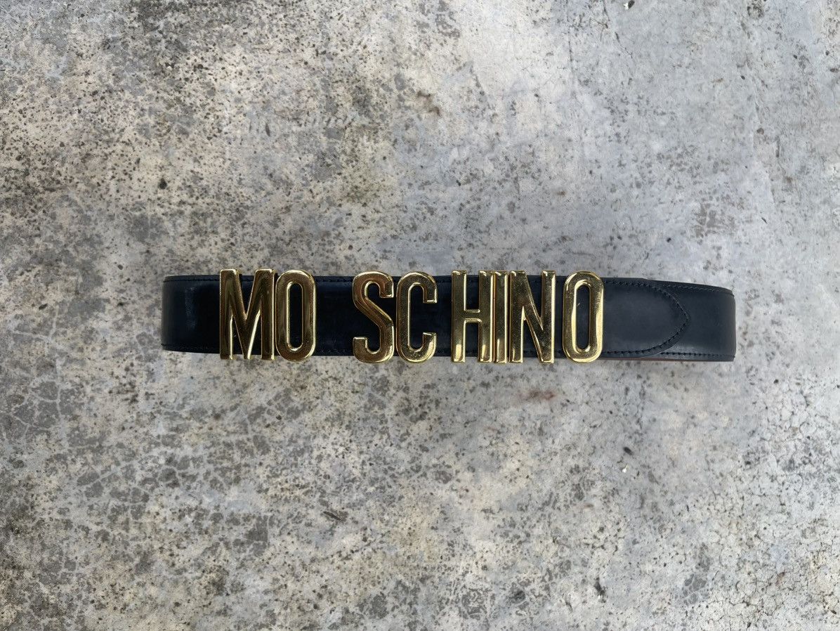 Moschino Logo Lettering Buckle Leather Belt Redwall Italy