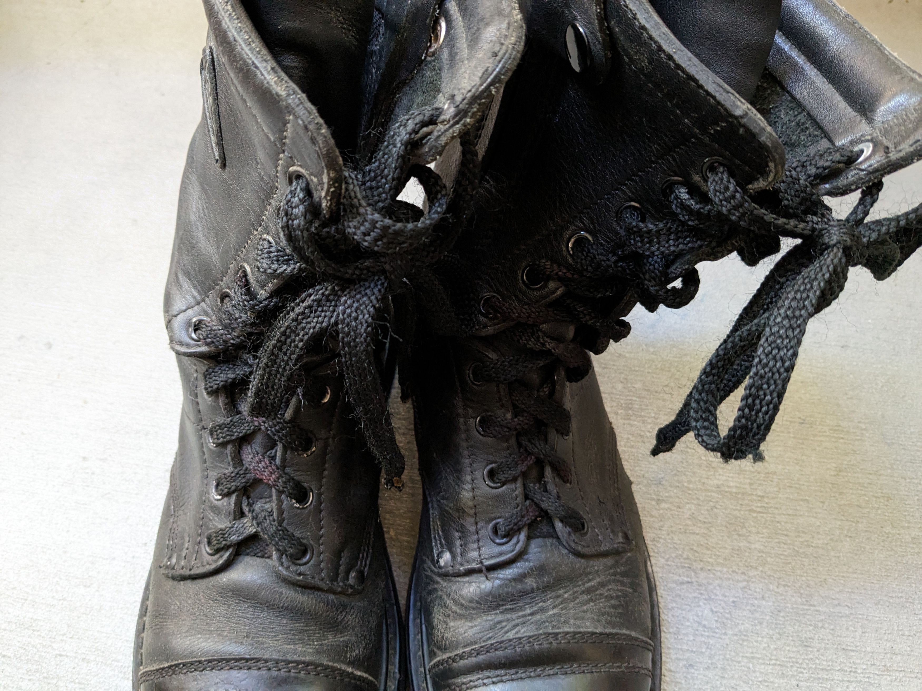 Genuine Leather Vintage Combat Boots Black 9.5 Leather Chunky Biker Moto Size US 9.5 / EU 42-43 - 4 Thumbnail