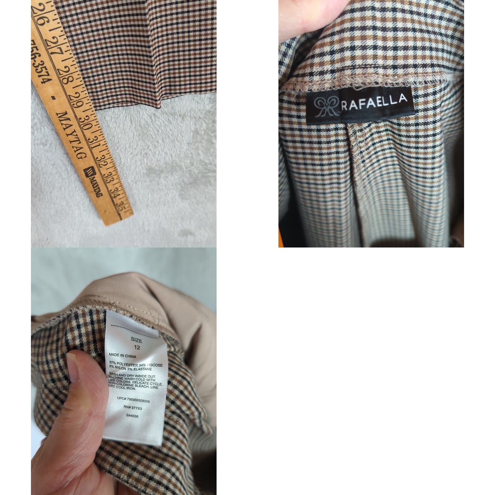Vintage Rafaella Women's Pull On Stretch Ankle Pants Size 12 Dark Academia Career Size 34" / US 12 / IT 48 - 8 Thumbnail