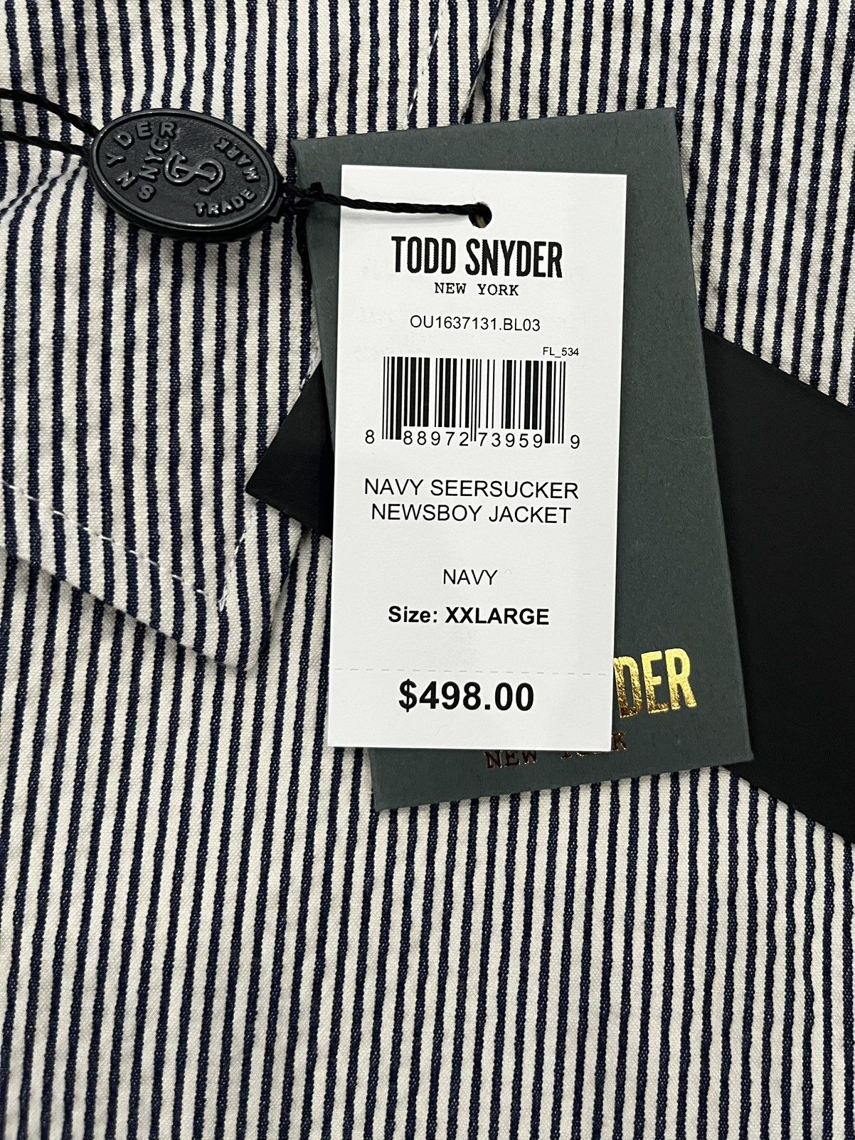 Todd Snyder NWT Todd Snyder New York Navy Seersucker Newsboy Jacket XXL Size US XXL / EU 58 / 5 - 4 Thumbnail