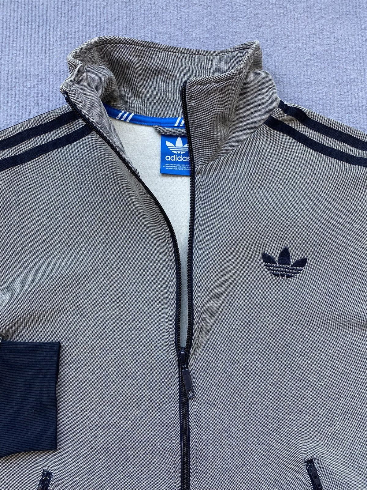 Adidas Vintage Adidas Grey/Navy Trefoil Track Jacket✨ Size US M / EU 48-50 / 2 - 5 Thumbnail
