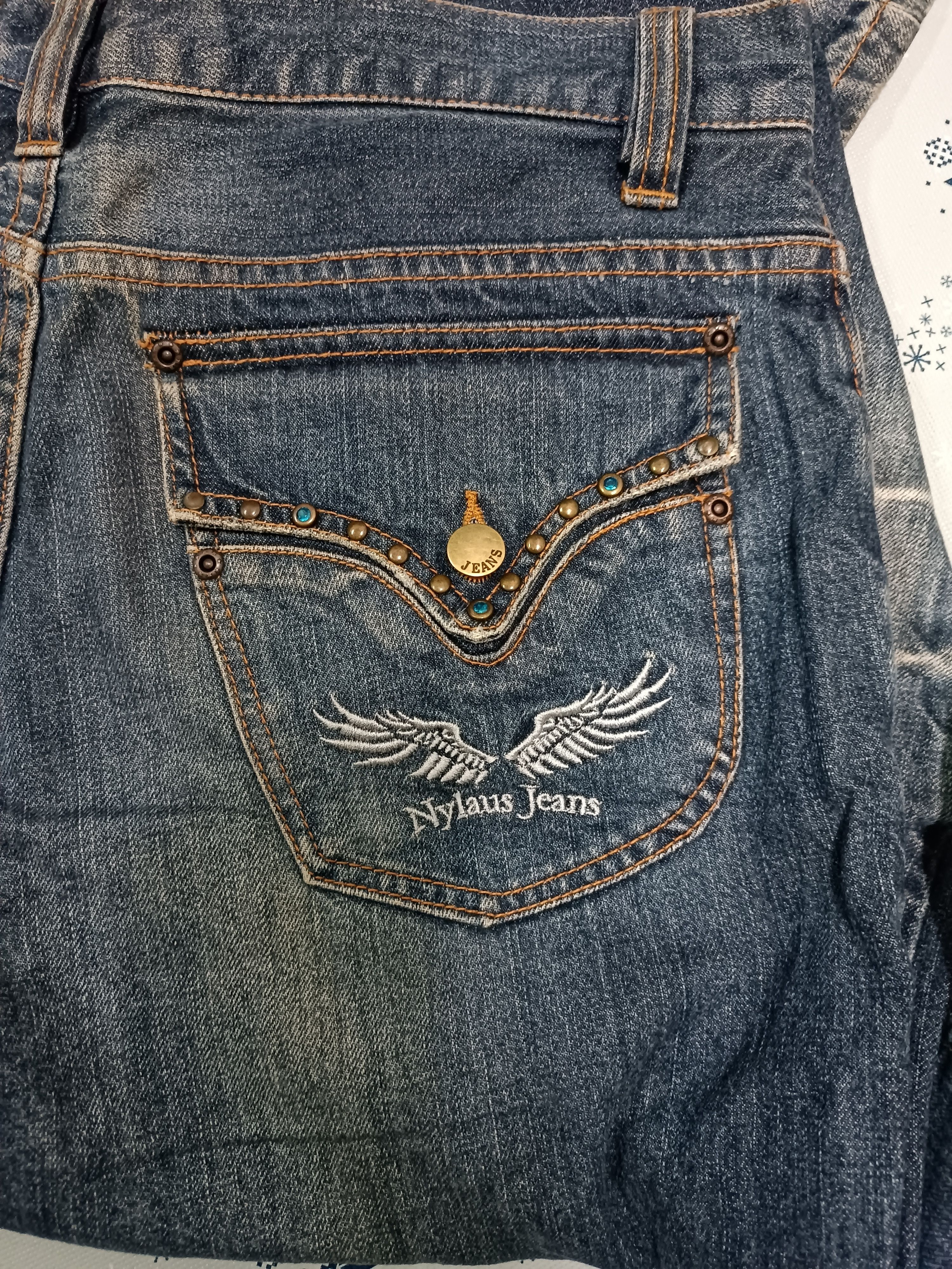 Japanese Brand Nylaus Jeans Flare Distressed Denim Style Size US 34 / EU 50 - 20 Thumbnail